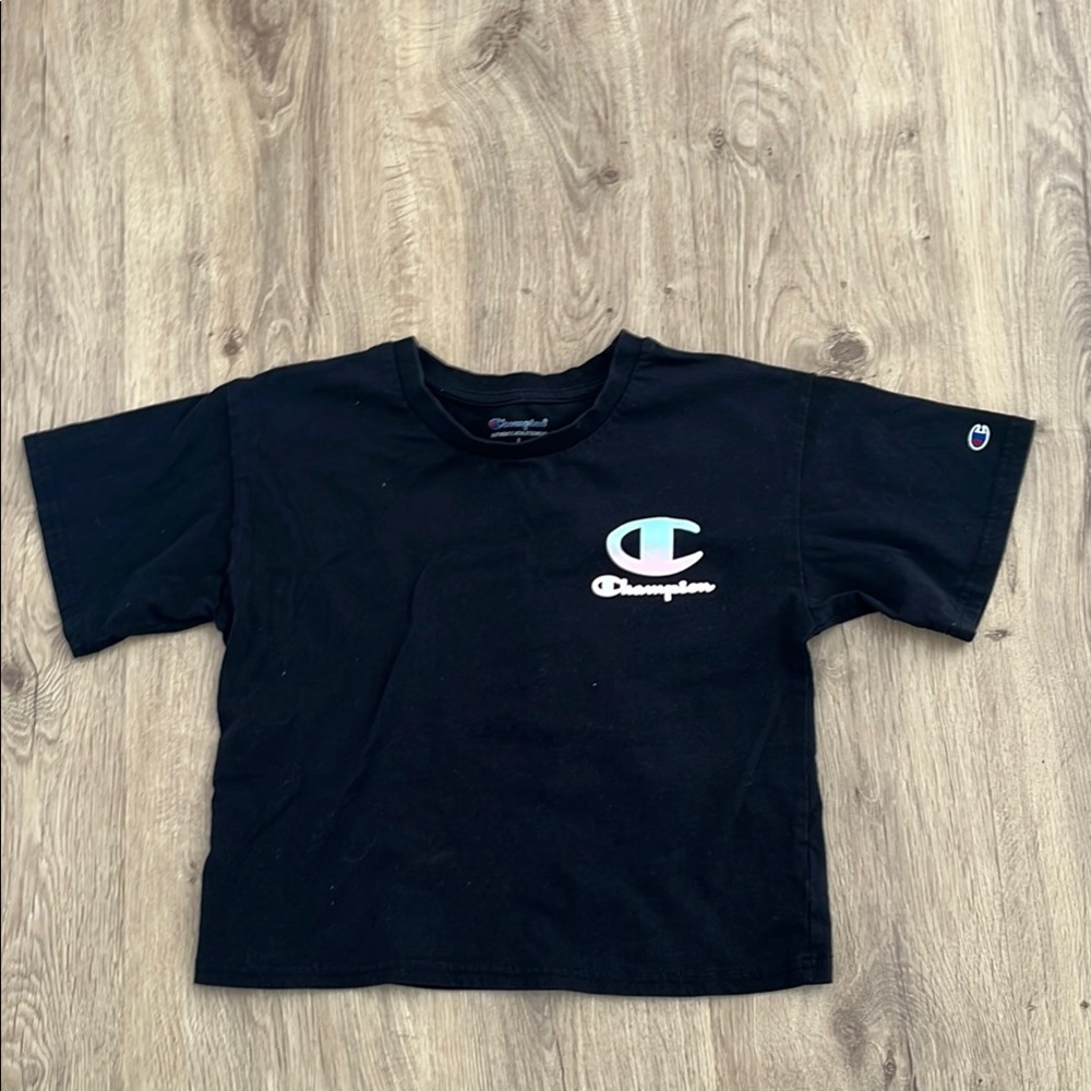Champion Black large crop top t shirt